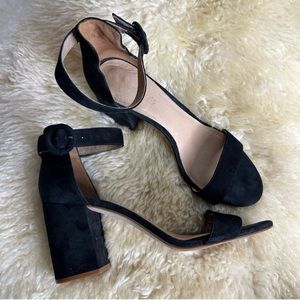 *MADEWELL* Regina Ankle-Strap Suede Heeled Sandals